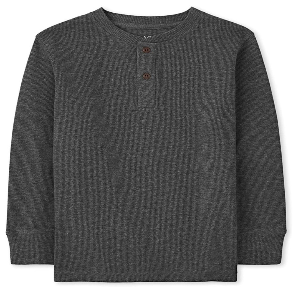 The Children's Place Kids' Cotton Thermal Henley Army Green Top Kids XL Womens S